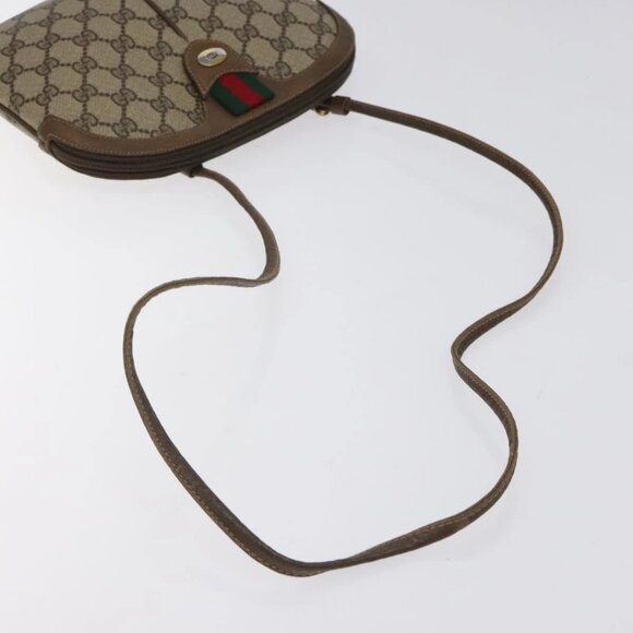 GUCCI GG Supreme Web Sherry Line Bag PVC Beige Gold - Picture 7 of 16
